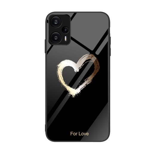 

For Xiaomi Redmi Note 12 Turbo Colorful Painted Glass Phone Case(Black Love)