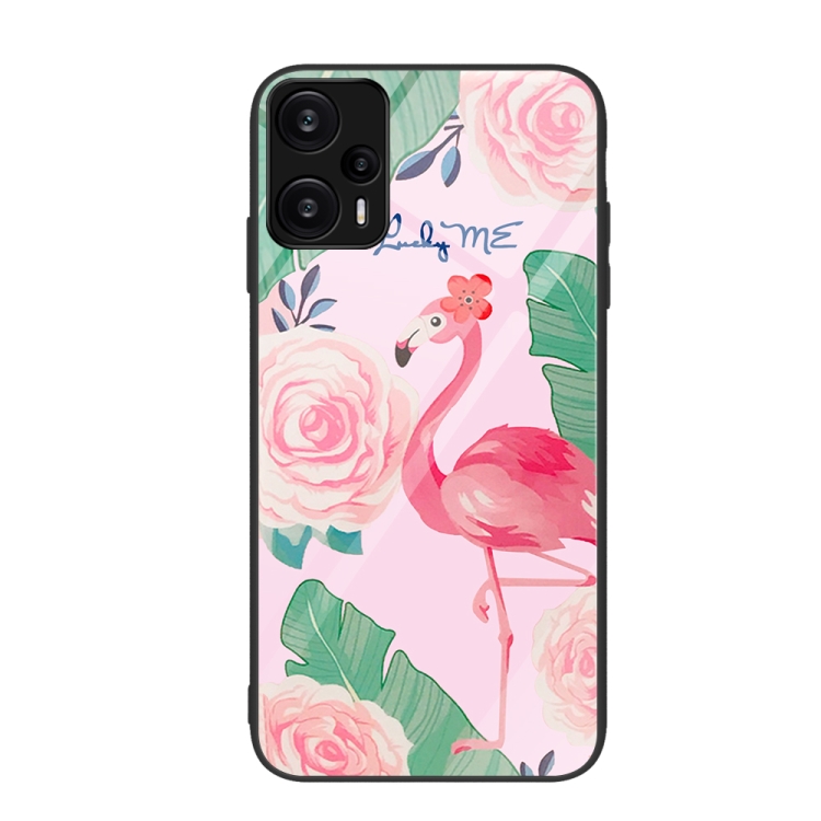 

For Xiaomi Redmi Note 12 Turbo Colorful Painted Glass Phone Case(Flamingo)