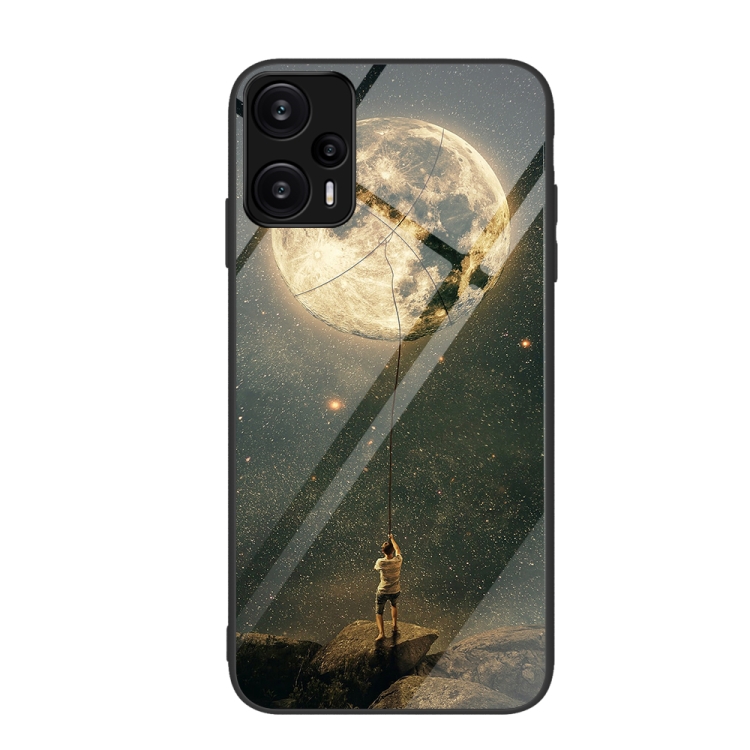 

For Xiaomi Redmi Note 12 Turbo Colorful Painted Glass Phone Case(Moon)