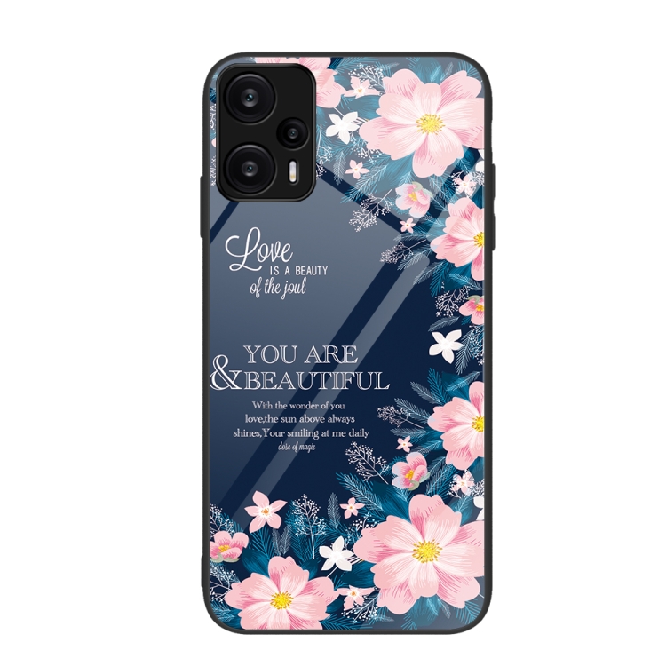 

For Xiaomi Redmi Note 12 Turbo Colorful Painted Glass Phone Case(Flower)