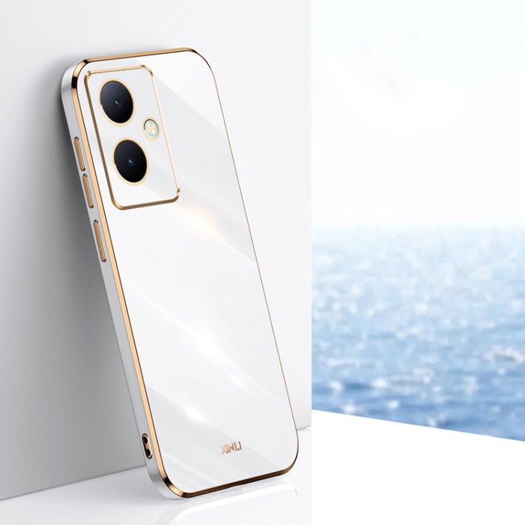

For vivo Y78+ XINLI Straight Edge 6D Electroplate TPU Phone Case(White)