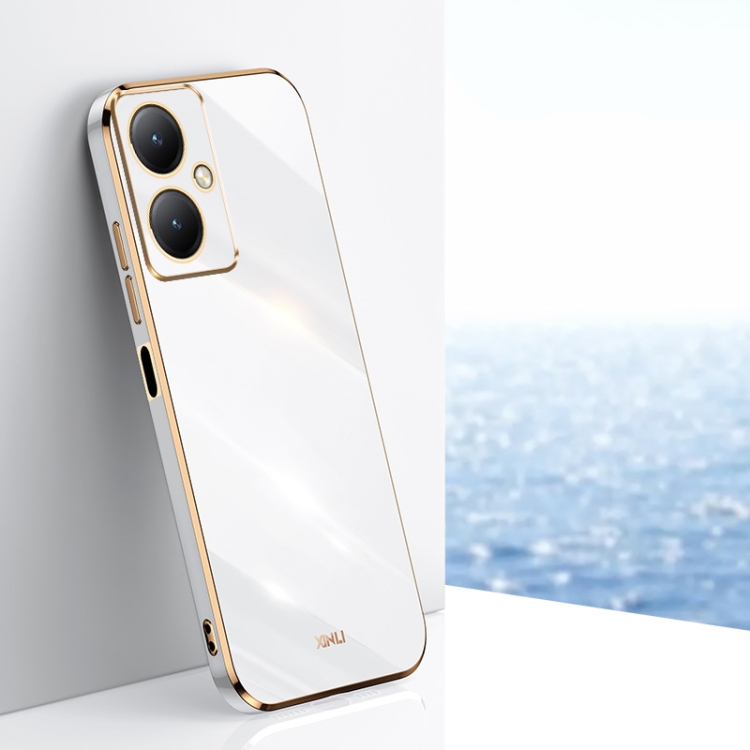 

For vivo Y35M+ XINLI Straight Edge 6D Electroplate TPU Phone Case(White)
