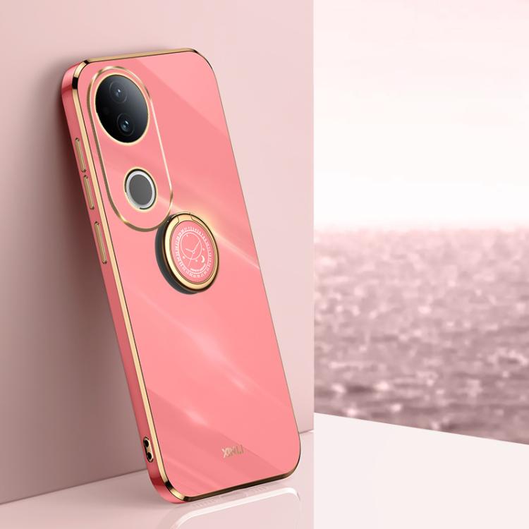 

For vivo S20 XINLI Straight Edge 6D Electroplate TPU Phone Case with Ring Holder(Hawthorn Red)