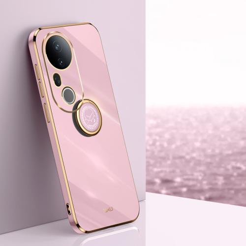 

For vivo S20 Pro XINLI Straight Edge 6D Electroplate TPU Phone Case with Ring Holder(Cherry Purple)