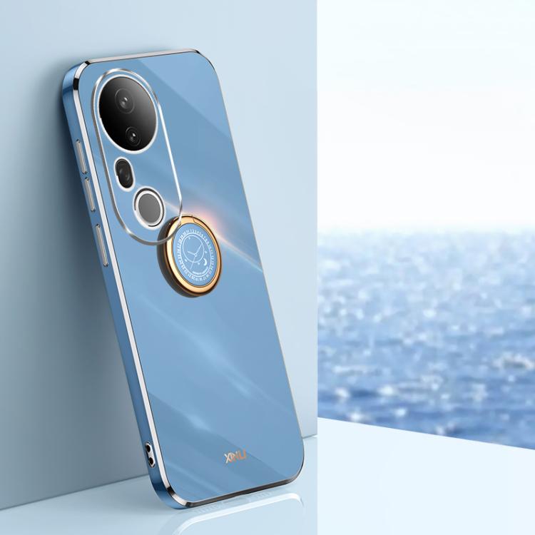 

For vivo S20 Pro XINLI Straight Edge 6D Electroplate TPU Phone Case with Ring Holder(Celestial Blue)