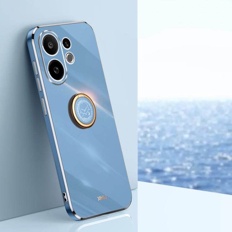

For vivo S30 5G XINLI Straight Edge 6D Electroplate TPU Phone Case with Ring Holder(Celestial Blue)