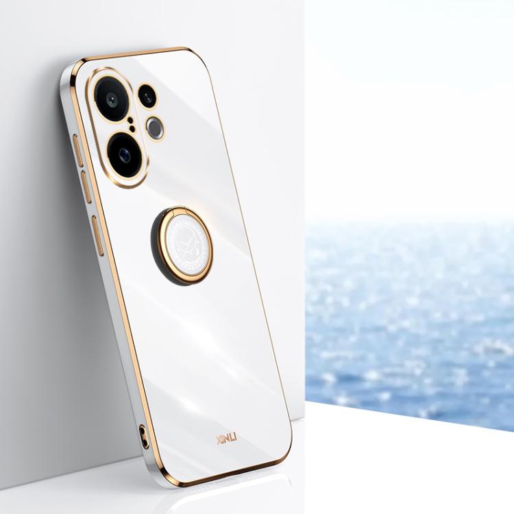

For vivo S30 Pro mini 5G XINLI Straight Edge 6D Electroplate TPU Phone Case with Ring Holder(White)