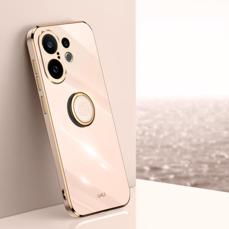 

For vivo S30 Pro mini 5G XINLI Straight Edge 6D Electroplate TPU Phone Case with Ring Holder(Pink)