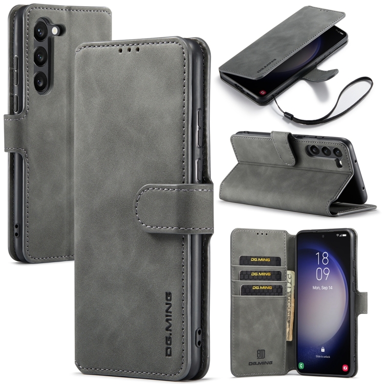 

For Samsung Galaxy S23+ 5G DG.MING Retro Oil Edge Flip Leather Phone Case(Grey)