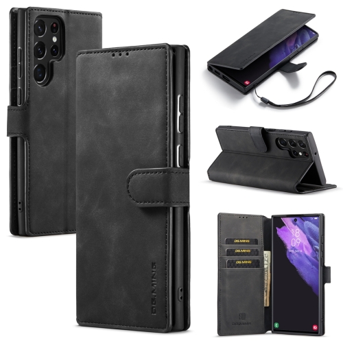 

For Samsung Galaxy S23 Ultra 5G DG.MING Retro Oil Edge Flip Leather Phone Case(Black)