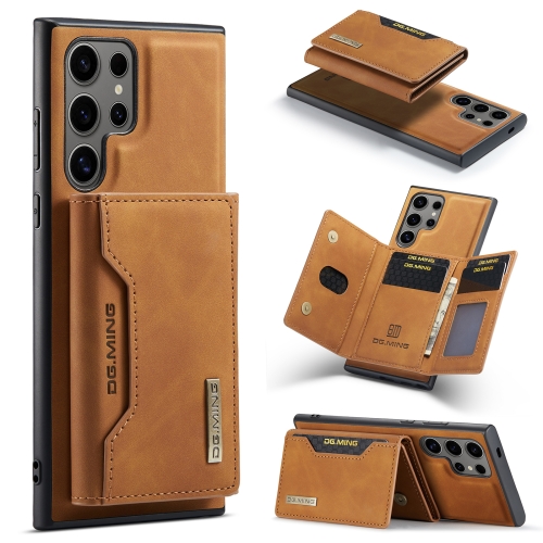 

For Samsung Galaxy S24 Ultra 5G DG.MING M2 Series 3-Fold Multi Card Bag + Magnetic Phone Case(Brown)