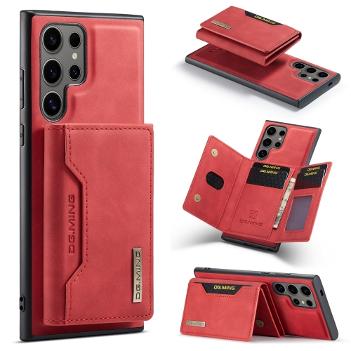 

For Samsung Galaxy S24 Ultra 5G DG.MING M2 Series 3-Fold Multi Card Bag + Magnetic Phone Case(Red)