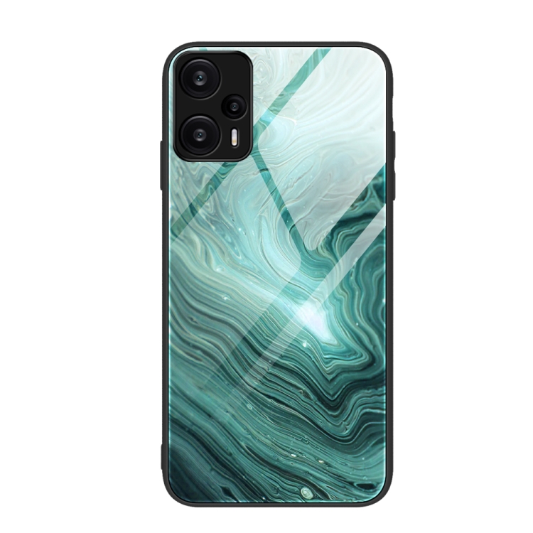 

For Xiaomi Redmi Note 12 Turbo Marble Pattern Glass Protective Phone Case(Water Waves)