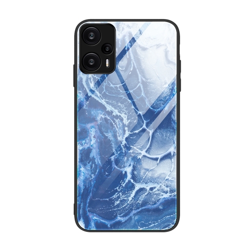 

For Xiaomi Redmi Note 12 Turbo Marble Pattern Glass Protective Phone Case(Blue Ocean)