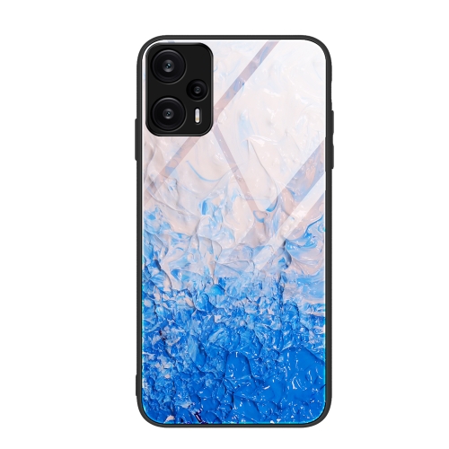 

For Xiaomi Redmi Note 12 Turbo Marble Pattern Glass Protective Phone Case(Ocean Waves)