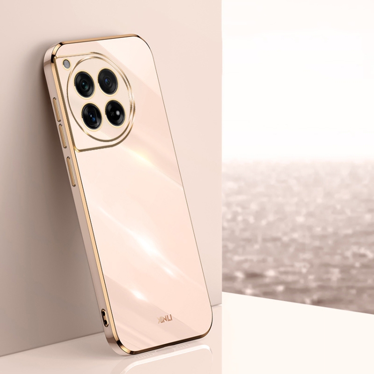 

For OnePlus Ace 3 XINLI Straight Edge 6D Electroplate TPU Phone Case(Pink)