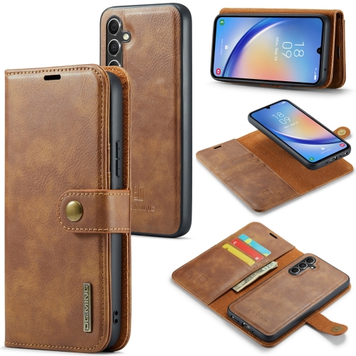 

For Samsung Galaxy A34 5G DG.MING Crazy Horse Texture Detachable Magnetic Leather Case(Brown)