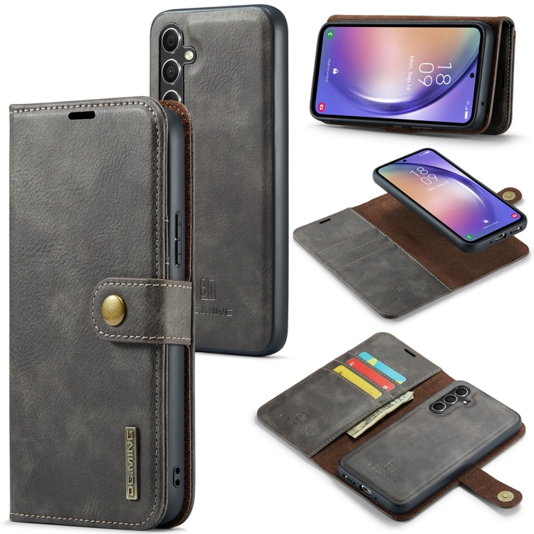 

For Samsung Galaxy A54 5G DG.MING Crazy Horse Texture Detachable Magnetic Leather Case(Grey)