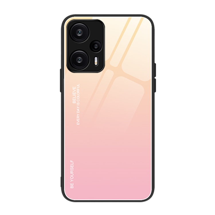 

For Xiaomi Redmi Note 12 Turbo Gradient Color Glass Phone Case(Yellow Pink)