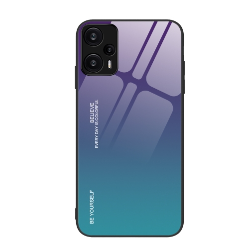

For Xiaomi Redmi Note 12 Turbo Gradient Color Glass Phone Case(Aurora Blue)