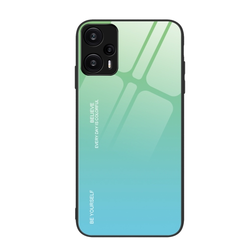 

For Xiaomi Redmi Note 12 Turbo Gradient Color Glass Phone Case(Green Cyan)