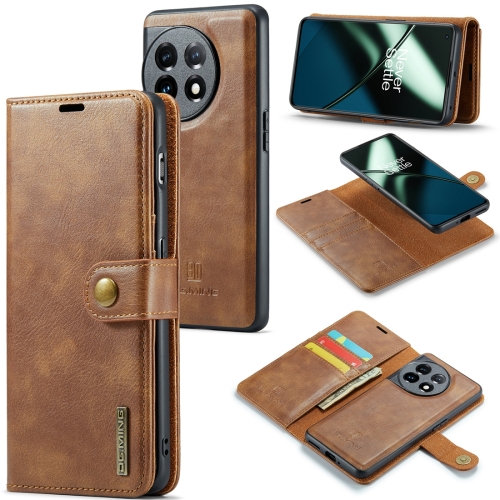 

For OnePlus 11 DG.MING Crazy Horse Texture Detachable Magnetic Leather Case(Brown)