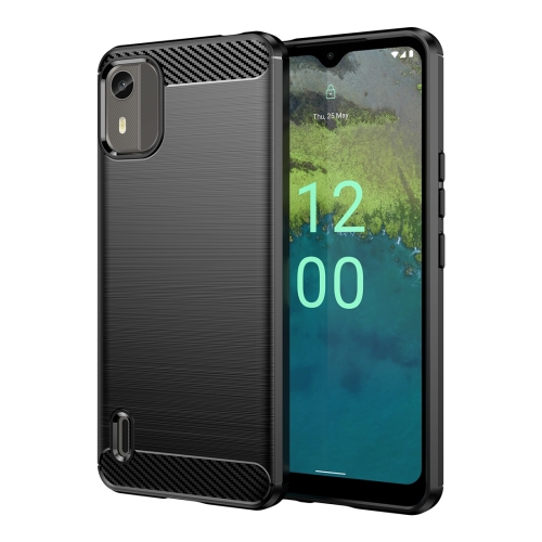 

For Nokia C12 Brushed Texture Carbon Fiber TPU Phone Case(Black)