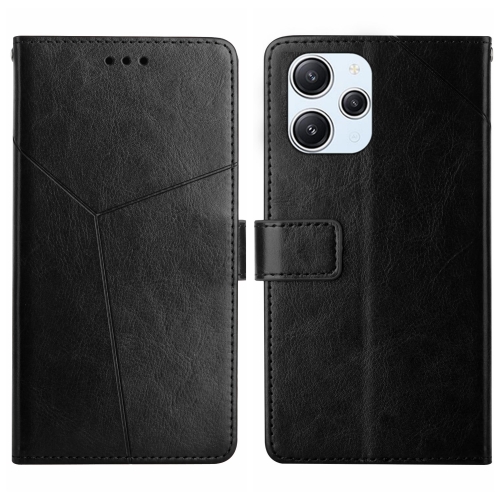 

For Xiaomi Redmi 12 4G Global Y-shaped Pattern Flip Leather Phone Case(Black)