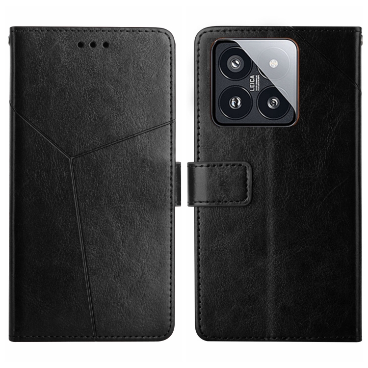 

For Xiaomi 14 Y-shaped Pattern Flip Leather Phone Case(Black)