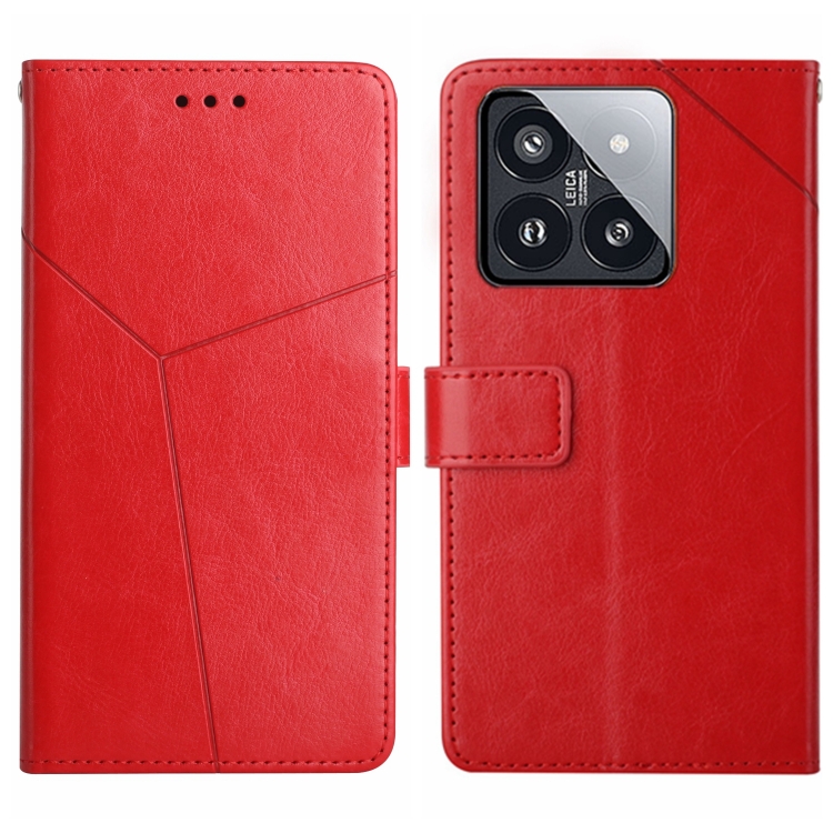 

For Xiaomi 14 Pro Y-shaped Pattern Flip Leather Phone Case(Red)