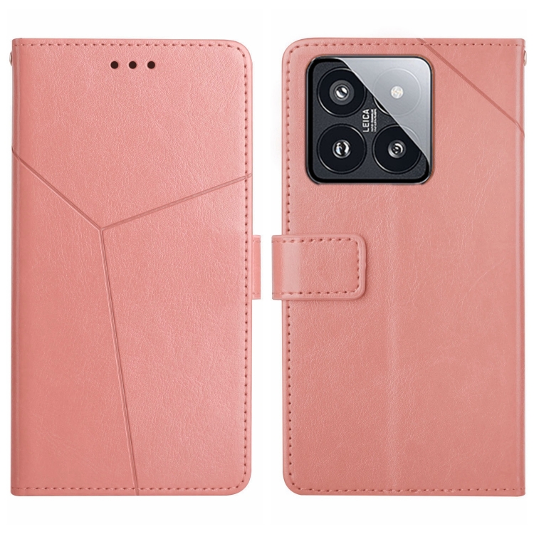 

For Xiaomi 14 Pro Y-shaped Pattern Flip Leather Phone Case(Pink)