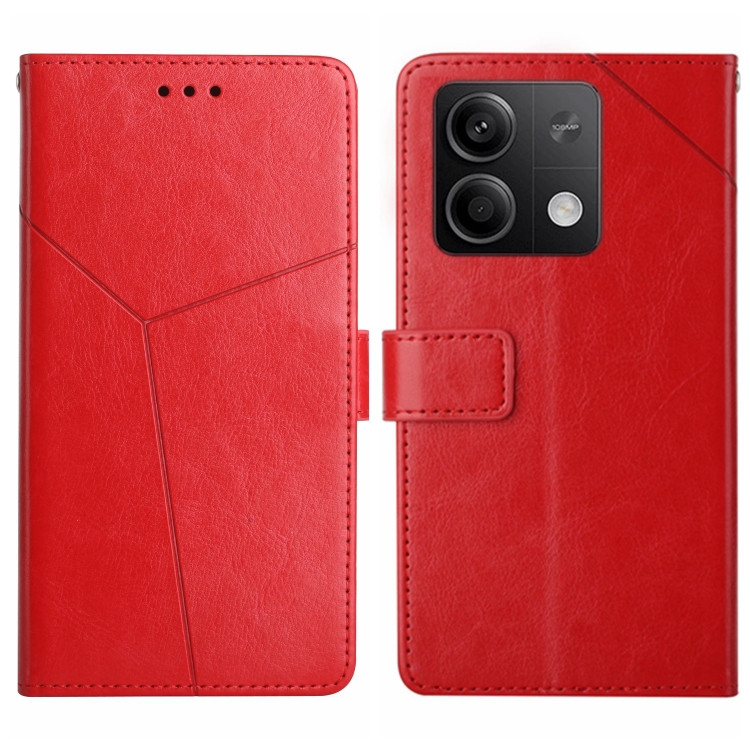

For Xiaomi Redmi Note 13 4G Y-shaped Pattern Flip Leather Phone Case(Red)