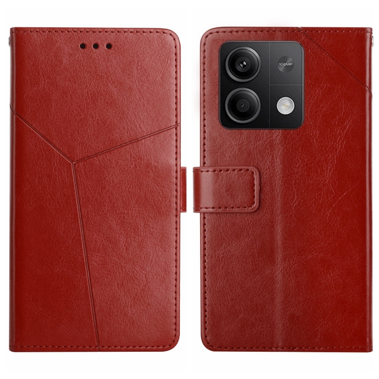 

For Xiaomi Redmi Note 13 4G Y-shaped Pattern Flip Leather Phone Case(Brown)
