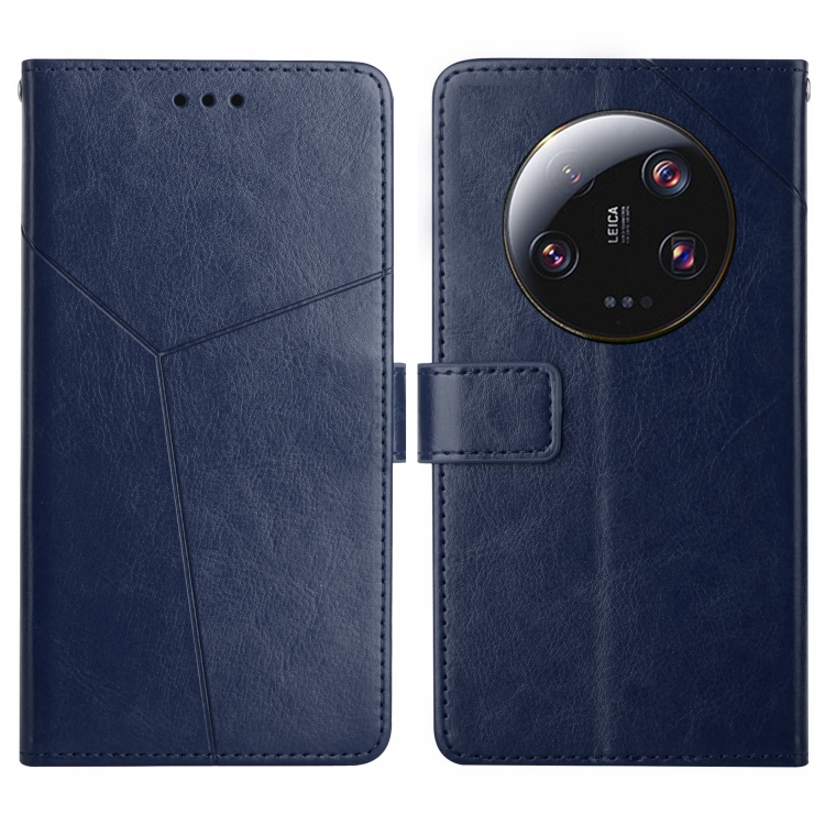 

For Xiaomi 14 Ultra Y-shaped Pattern Flip Leather Phone Case(Blue)