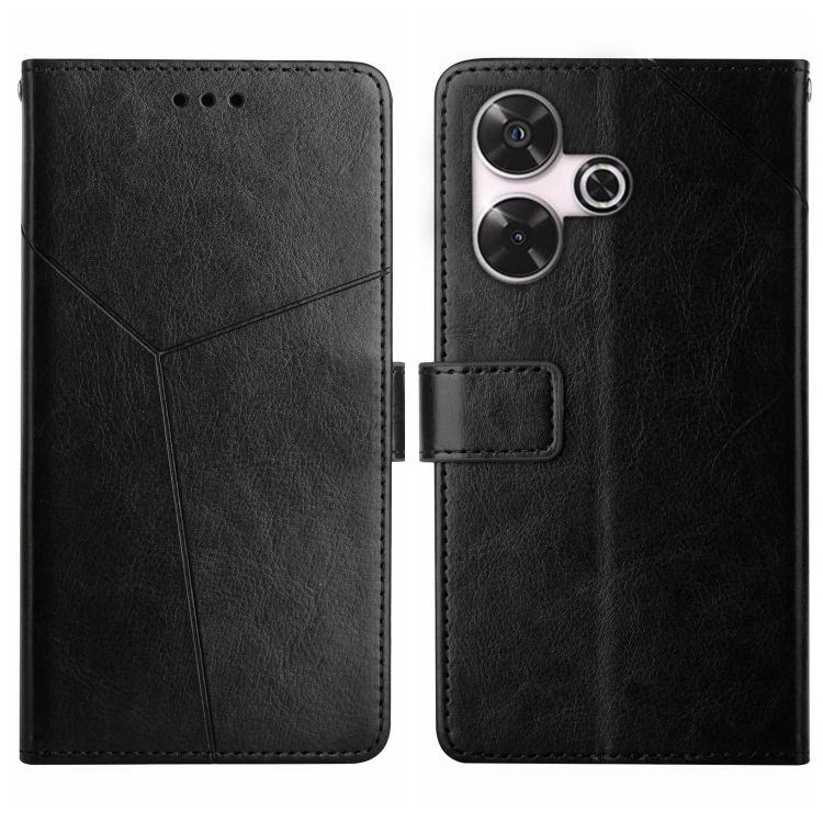 For Xiaomi Redmi 13 4G Global Y-shaped Pattern Flip Leather Phone Case(Black)