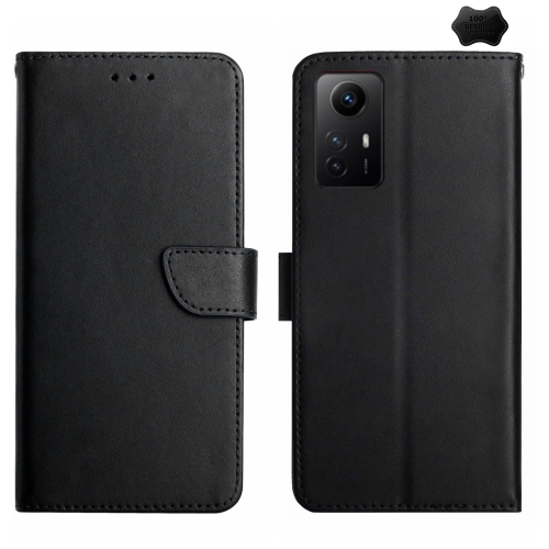 

For Xiaomi Redmi Note 12S Genuine Leather Fingerprint-proof Flip Phone Case(Black)