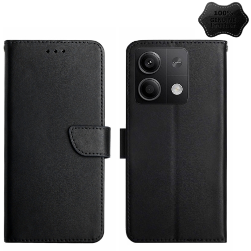 

For Xiaomi Redmi Note 13 Global Genuine Leather Fingerprint-proof Flip Phone Case(Black)