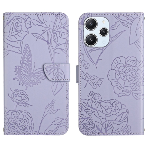 

For Xiaomi Redmi 12 4G Global Skin Feel Butterfly Embossed Flip Leather Phone Case(Purple)