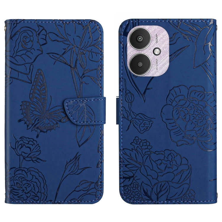 

For Xiaomi Redmi 13C 5G Skin Feel Butterfly Embossed Flip Leather Phone Case(Blue)