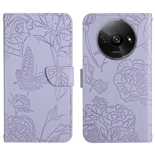 

For Xiaomi Redmi A3 Skin Feel Butterfly Embossed Flip Leather Phone Case(Purple)