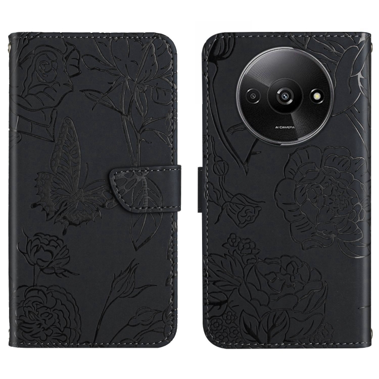 

For Xiaomi Redmi A3 Skin Feel Butterfly Embossed Flip Leather Phone Case(Black)
