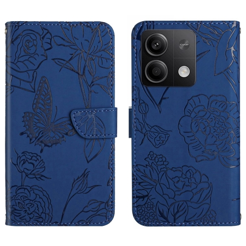 

For Xiaomi Redmi Note 13 Pro 4G Global Skin Feel Butterfly Embossed Flip Leather Phone Case(Blue)