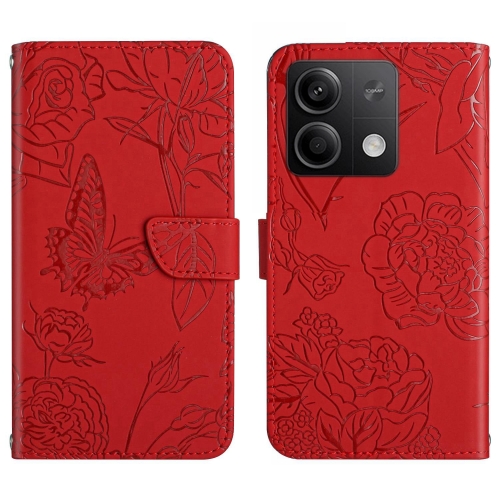 

For Xiaomi Redmi Note 13 Pro 4G Global Skin Feel Butterfly Embossed Flip Leather Phone Case(Red)