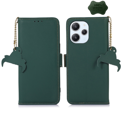 

For Xiaomi Redmi 12 Genuine Leather Magnetic RFID Leather Phone Case(Green)