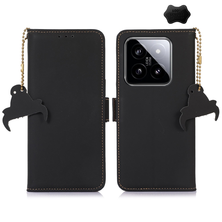 

For Xiaomi 14 Genuine Leather Magnetic RFID Leather Phone Case(Black)
