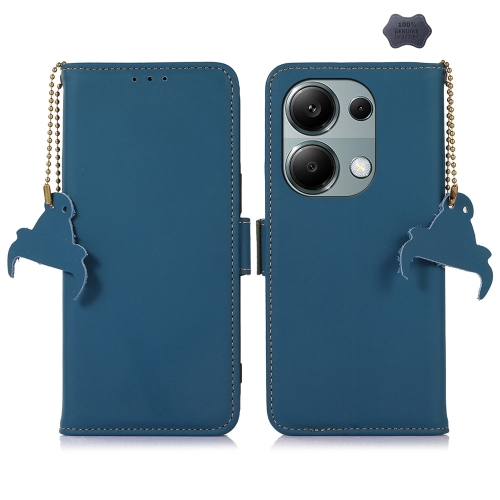

For Xiaomi Redmi Note 13 Pro 4G / POCO M6 Pro 4G Genuine Leather Magnetic RFID Leather Phone Case(Blue)