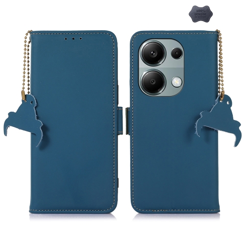 

For Xiaomi Redmi Note 13 4G Genuine Leather Magnetic RFID Leather Phone Case(Blue)