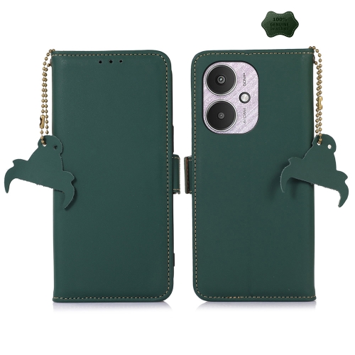 

For Xiaomi Redmi 13C 4G / 13C 5G / POCO C65 Genuine Leather Magnetic RFID Leather Phone Case(Green)