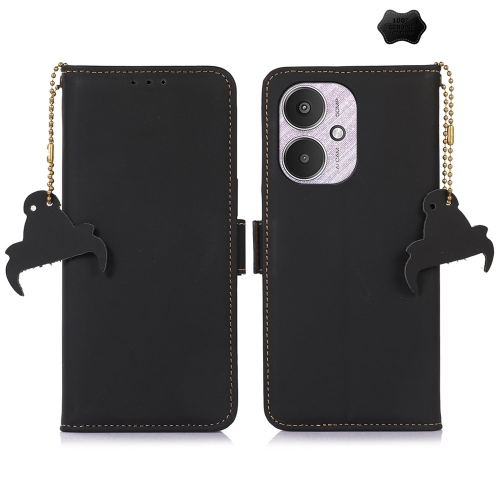 

For Xiaomi Redmi 13C 4G / 13C 5G / POCO C65 Genuine Leather Magnetic RFID Leather Phone Case(Black)
