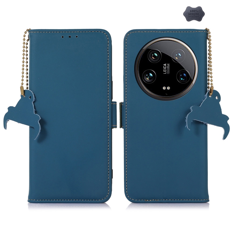 

For Xiaomi 14 Ultra Genuine Leather Magnetic RFID Leather Phone Case(Blue)